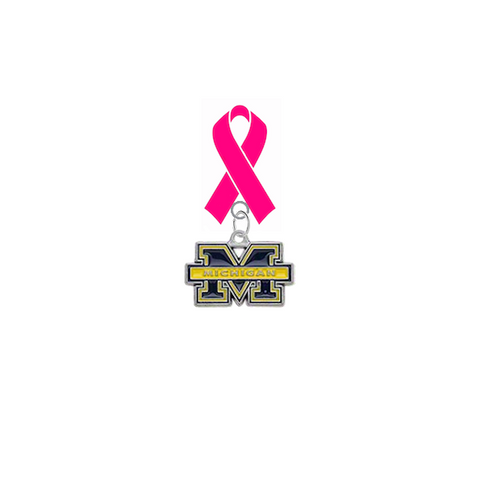 Michigan Wolverines Breast Cancer Awareness / Mothers Day Pink Ribbon Lapel Pin