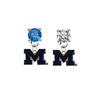 Michigan Wolverines 2 BLUE & CLEAR Swarovski Crystal Stud Rhinestone Earrings