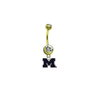Michigan Wolverines Style 2 GOLD College Belly Button Navel Ring