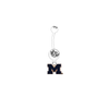 Michigan Wolverines Style 2 WHITE College Belly Button Navel Ring
