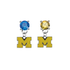 Michigan Wolverines 3 BLUE & GOLD Swarovski Crystal Stud Rhinestone Earrings