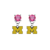 Michigan Wolverines 3 PINK Swarovski Crystal Stud Rhinestone Earrings