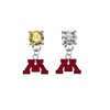 Minnesota Gophers GOLD & CLEAR Swarovski Crystal Stud Rhinestone Earrings