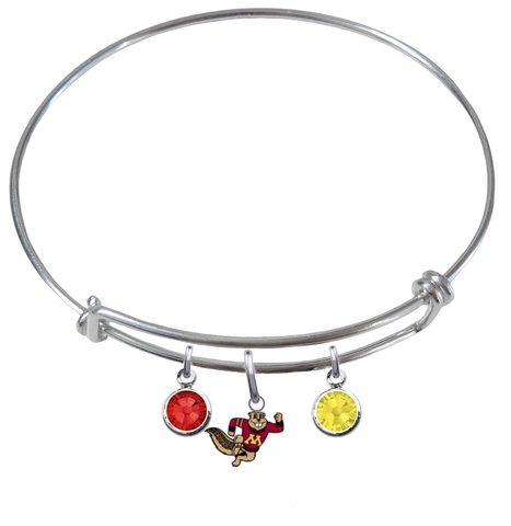 Minnesota Golden Gophers Mascot Logo NCAA Expandable Wire Bangle Charm Bracelet