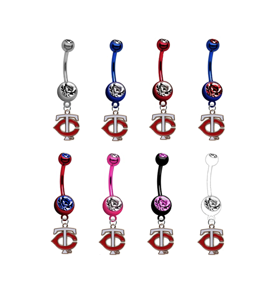 Minnesota Twins Style 2 MLB Baseball Belly Button Navel Ring - Pick Your Color