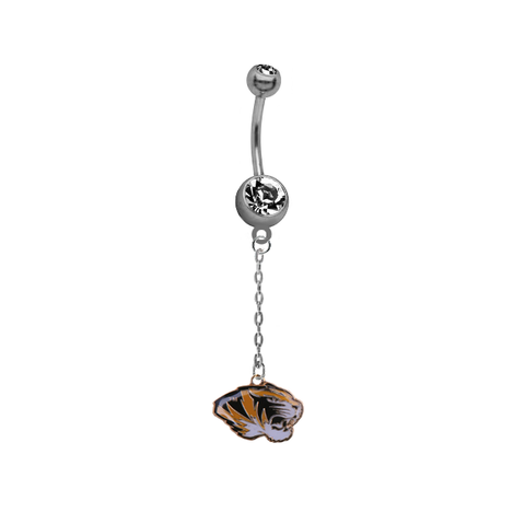 Missouri Tigers Dangle Chain Belly Button Navel Ring