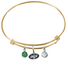 New York Jets Gold NFL Expandable Wire Bangle Charm Bracelet