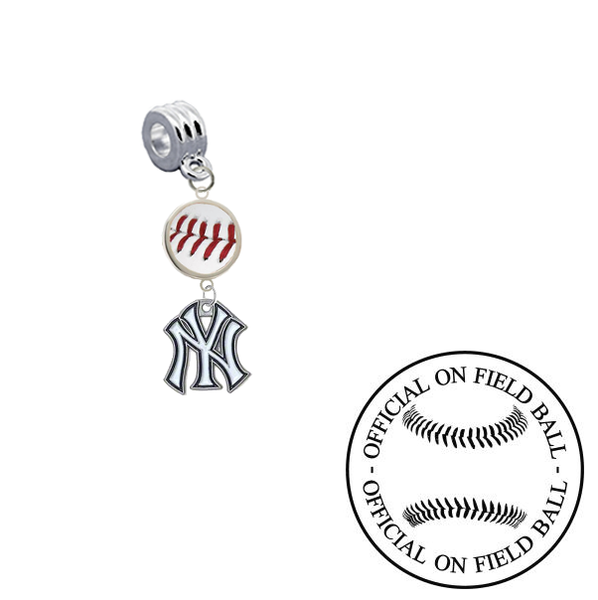 New York Yankees Game Ball European Bracelet Charm Pandora Compatible SportsJewelryProShop