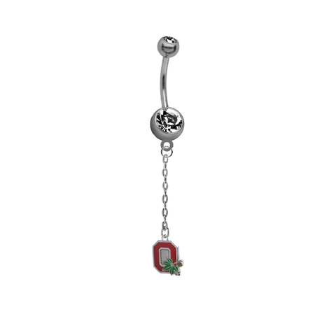 Ohio State Buckeyes Style 2 Dangle Chain Belly Button Navel Ring