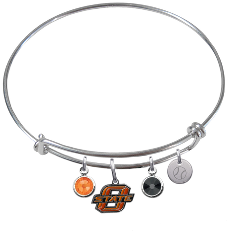 Oklahoma State Cowboys Baseball Expandable Wire Bangle Charm Bracelet