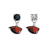 Oregon State Beavers BLACK & CLEAR Swarovski Crystal Stud Rhinestone Earrings