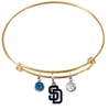 San Diego Padres Gold MLB Expandable Wire Bangle Charm Bracelet