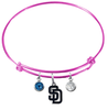San Diego Padres Pink MLB Expandable Wire Bangle Charm Bracelet