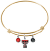 Texas Tech Red Raiders GOLD Expandable Wire Bangle Charm Bracelet