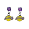 Los Angeles Lakers PURPLE Swarovski Crystal Stud Rhinestone Earrings
