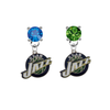 Utah Jazz BLUE & GREEN Swarovski Crystal Stud Rhinestone Earrings
