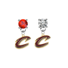 Cleveland Cavaliers Style 2 RED & CLEAR Swarovski Crystal Stud Rhinestone Earrings