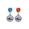 Philadelphia 76ers BLUE & RED Swarovski Crystal Stud Rhinestone Earrings