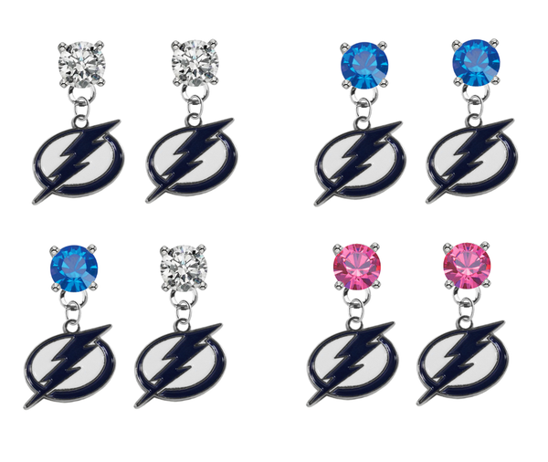 Tampa Bay Lightning NHL Swarovski Crystal Stud Rhinestone Earrings