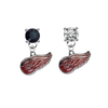 Detroit Red Wings BLACK & CLEAR Swarovski Crystal Stud Rhinestone Earrings