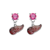 Detroit Red Wings PINK Swarovski Crystal Stud Rhinestone Earrings