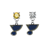St Louis Blues GOLD & CLEAR Swarovski Crystal Stud Rhinestone Earrings