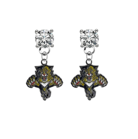 Florida Panthers CLEAR Swarovski Crystal Stud Rhinestone Earrings