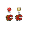Calgary Flames RED & GOLD Swarovski Crystal Stud Rhinestone Earrings