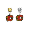Calgary Flames GOLD & CLEAR Swarovski Crystal Stud Rhinestone Earrings