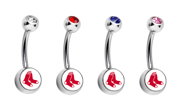 Boston Red Sox Swarovski Crystal Classic Style MLB Belly Ring