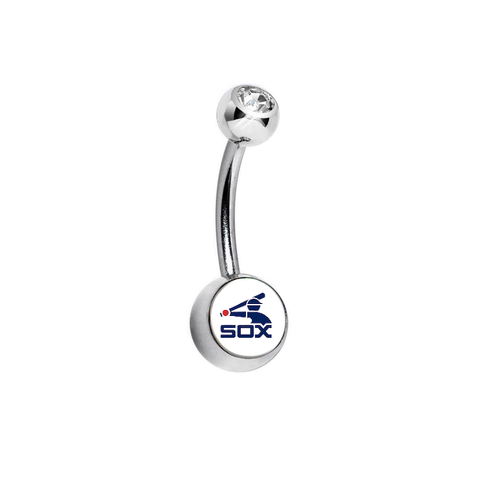Chicago White Sox Retro Clear Swarovski Crystal Classic Style MLB Belly Ring