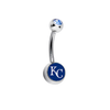 Kansas City Royals Light Blue Swarovski Crystal Classic Style MLB Belly Ring