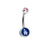 Los Angeles Dodgers Pink Swarovski Crystal Classic Style MLB Belly Ring