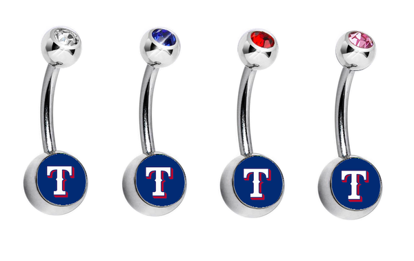Texas Rangers Swarovski Crystal Classic Style MLB Belly Ring