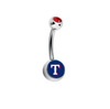 Texas Rangers Red Swarovski Crystal Classic Style MLB Belly Ring