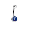 Texas Rangers Clear Swarovski Crystal Classic Style MLB Belly Ring