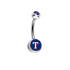Texas Rangers Blue Swarovski Crystal Classic Style MLB Belly Ring