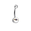 Baltimore Ravens Clear Swarovski Crystal Classic Style NFL Belly Ring