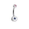 Dallas Cowboys Pink Swarovski Crystal Classic Style NFL Belly Ring