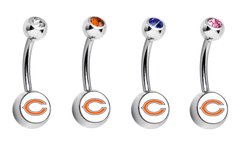 Chicago Bears Swarovski Crystal Classic Style NFL Belly Ring