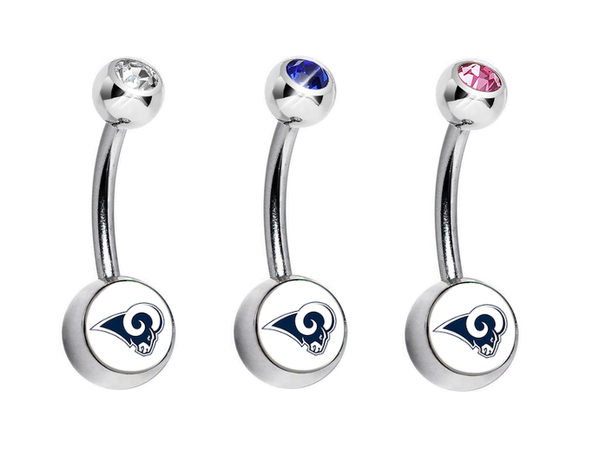 Los Angeles Rams Swarovski Crystal Classic Style NFL Belly Ring