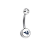 Los Angeles Rams Clear Swarovski Crystal Classic Style NFL Belly Ring