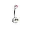 Green Bay Packers Pink Swarovski Crystal Classic Style NFL Belly Ring