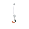 Miami Hurricanes Pregnancy Clear Maternity Belly Button Navel Ring - Pick Your Color