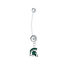 Michigan State Spartans Pregnancy Maternity Clear Belly Button Navel Ring - Pick Your Color