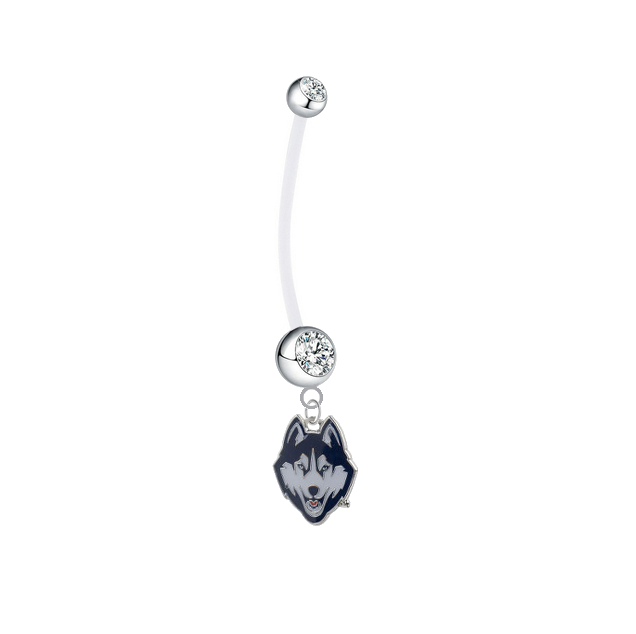 UConn Connecticut Huskies Pregnancy Maternity Clear Belly Button Navel Ring - Pick Your Color