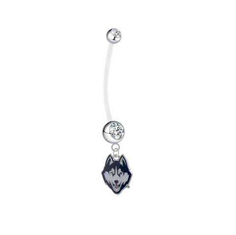 UConn Connecticut Huskies Mascot Boy/Girl Clear Pregnancy Maternity Belly Button Navel Ring