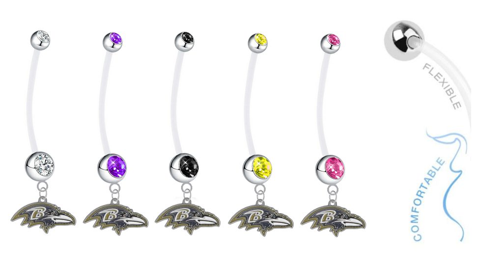 Baltimore Ravens Pregnancy Maternity Belly Button Navel Ring - Pick Your Color