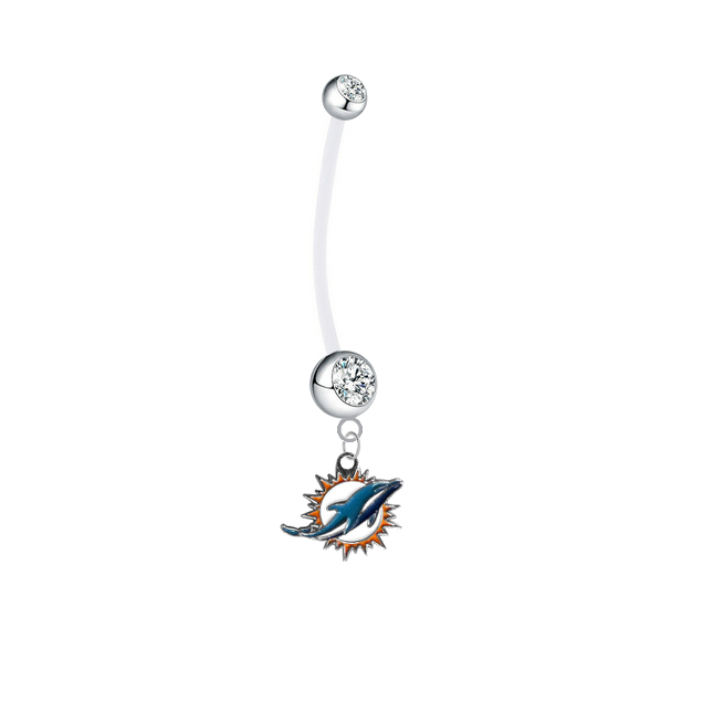 Miami Dolphins Boy/Girl Clear Pregnancy Maternity Belly Button Navel Ring