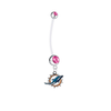 Miami Dolphins Pregnancy Maternity Pink Belly Button Navel Ring - Pick Your Color